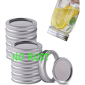 Wide Mouth Canning Lids and Rings for Ball or Kerr,Mason Jar Large Lids and Bands Set of 12