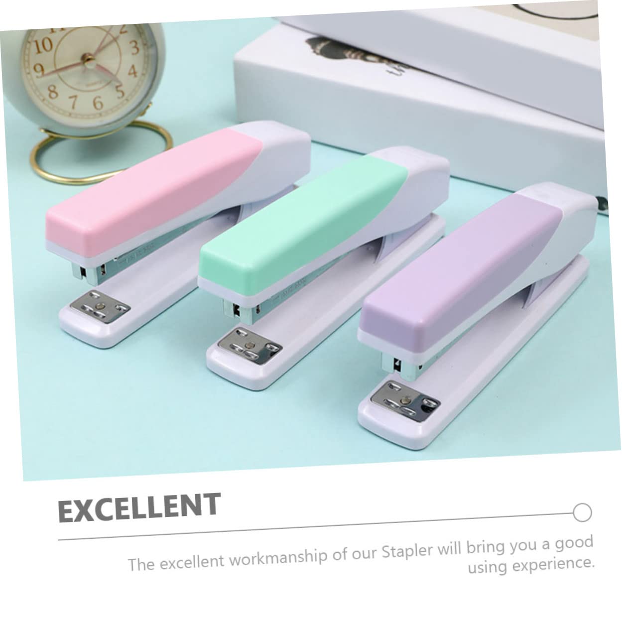 Agrafeuse Manuelle Métal Portable Vert Menthe - Agrafeuse Bureau 10 Couleurs Macaron