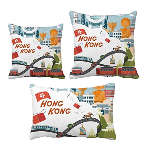Coussin Hong Kong Dessin Animé Parure avec insert pour décoration canapé salon