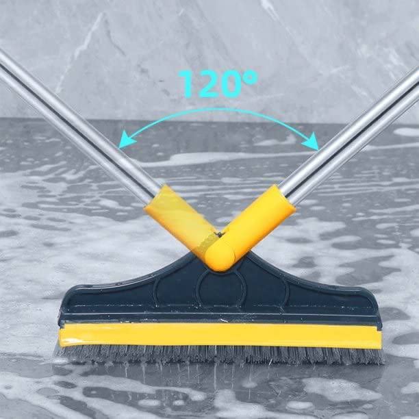 Pk Enterprise Bathroom Cleaning Brush with Wiper 2 in 1 Tiles Cleaning Brush Floor Scrub Bathroom Brush with Long Handle 120° Rotate Note Shower Greeting Cards Wedding Bridal (Multi) 1