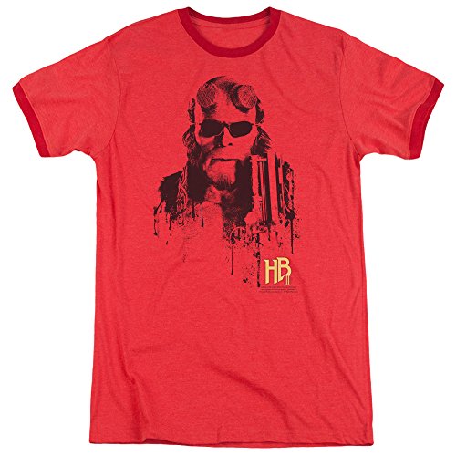 Hellboy II - Mens Splatter Gun Ringer T-Shirt