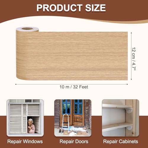 Image of MECCANIXITY Wood Grain Repair Tape, 5 Inch x 33 Feet Self Adhesive Wood Grain Tape Multi-Purpose Wallpaper Border Trim for Furniture Floors Windows Doors Tables Home DIY Projects, Yellow