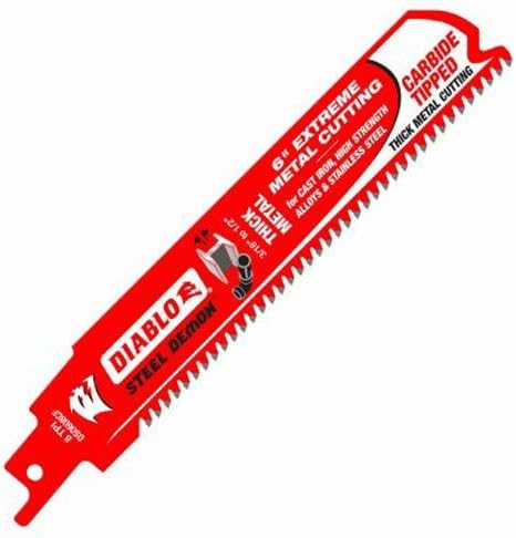 Freud Steel Demon Carbide-Tipped Reciprocating Blades for Thick Metal Cutting, 6", 2-Pack
