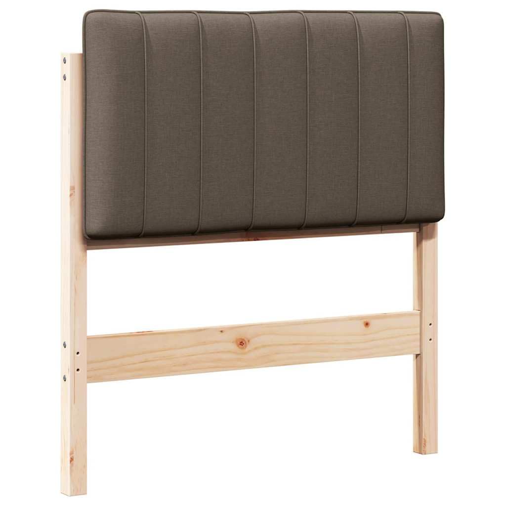 Wyściełany zagłówek, brązowo-szarobrązowy, 80 cm, lite drewno sosnowe, elegancki design, trwały, łatwa pielęgnacja, do sypialni i pokoju gościnnego