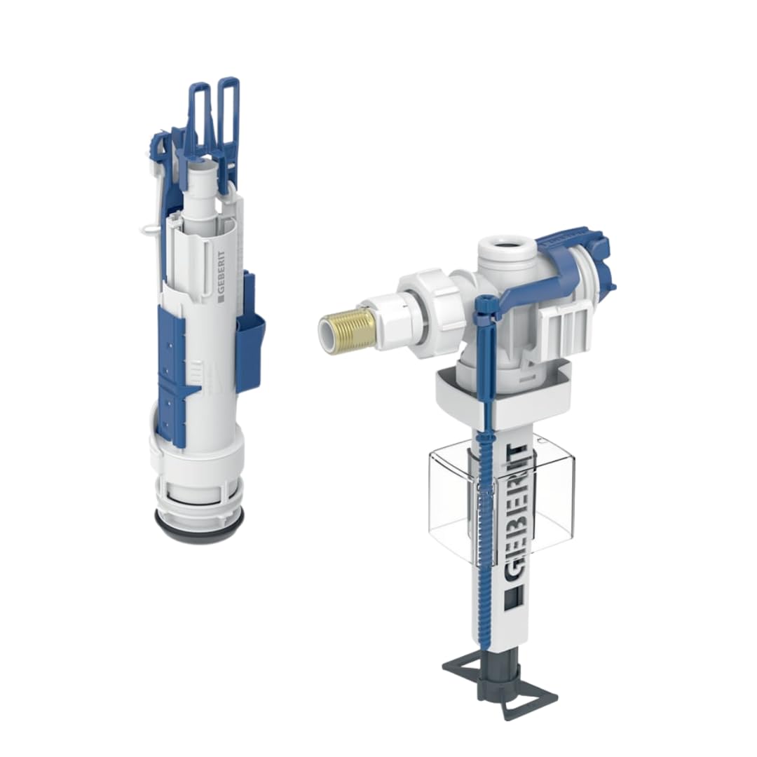 Geberit Typ 383 Füllventil + Typ 212 Spülventil Set – für Aufputz- & Unterputz-Spülkästen – inkl. Mikrofasertuch – leiser Betrieb, einstellbare Spülmengen, schnelle WC-Reparatur