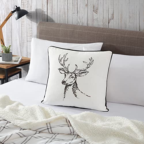 Image of Eddie Bauer - Throw Pillow with Zipper Closure, Perfect Home Decor for Bed or Sofa (Morning Stag Black, 20 inch x 20 inch) (Pack of 2)