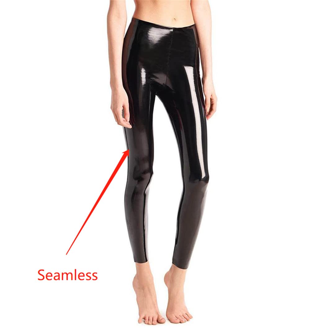 Damskie seksowne, obcisłe, boczne, bezszwowe spodnie z PVC PU Faux Leather Legginsy Niski stan Plus Size Party Wąskie obcisłe spodnie obcisłe (czarne 3XL)