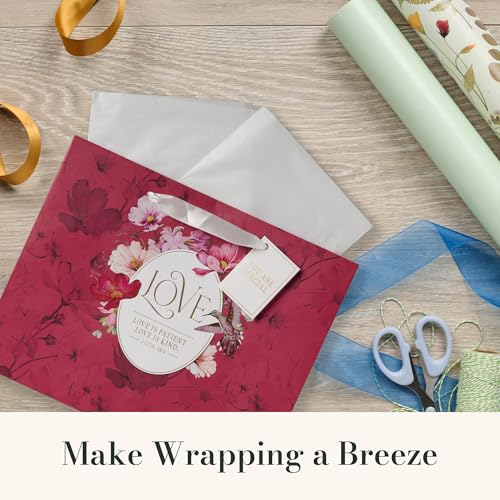 Image of Christian Art Gifts Large Red Gift Bag with Tissue Paper, Love