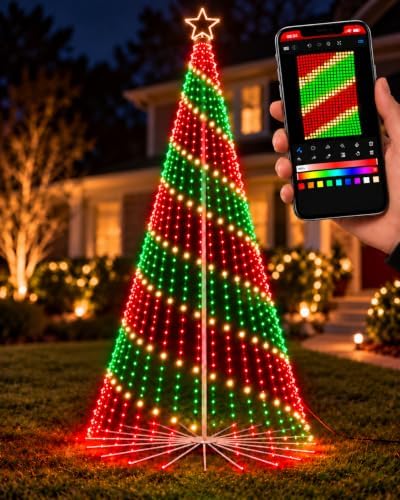 12FT Outdoor Christmas Tree with Lights, DIY Light Show LED Chris...