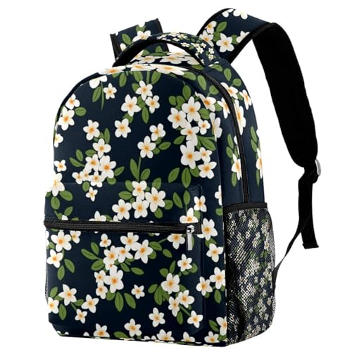 Sac à dos fleurs blanches 40cm pour adolescente et collège