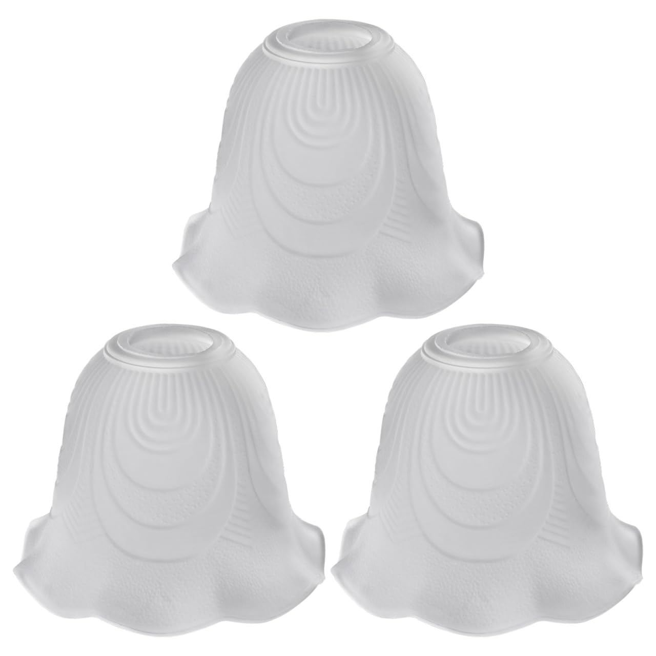 ARTIBETTER E27 Glass Lamp Shades - 3Pcs Frosted Floral Tulip Lampshade Set for Ceiling, Floor, Table & Wall Lamps, Indoor Lighting