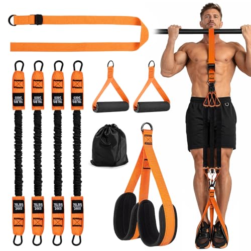 Ecofocet Bandas de Resistencia para Dominadas, Kit Asistencia Pull Up Ajustable 300 lbs, Bandas Elasticas para Dominadas, Gomas Elasticas Musculacion, Entrenamiento de Fuerza en Casa y Gimnasio