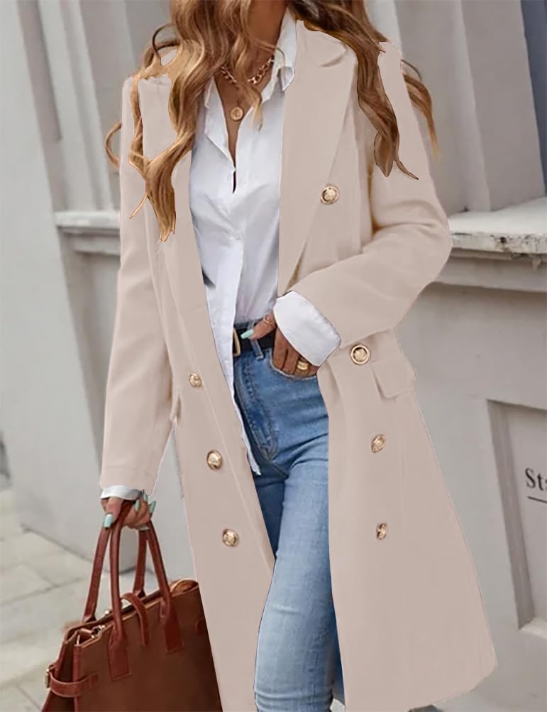 IDEALSANXUN Abrigo largo de lana para mujer, para otoño e invierno, chaqueta de moda