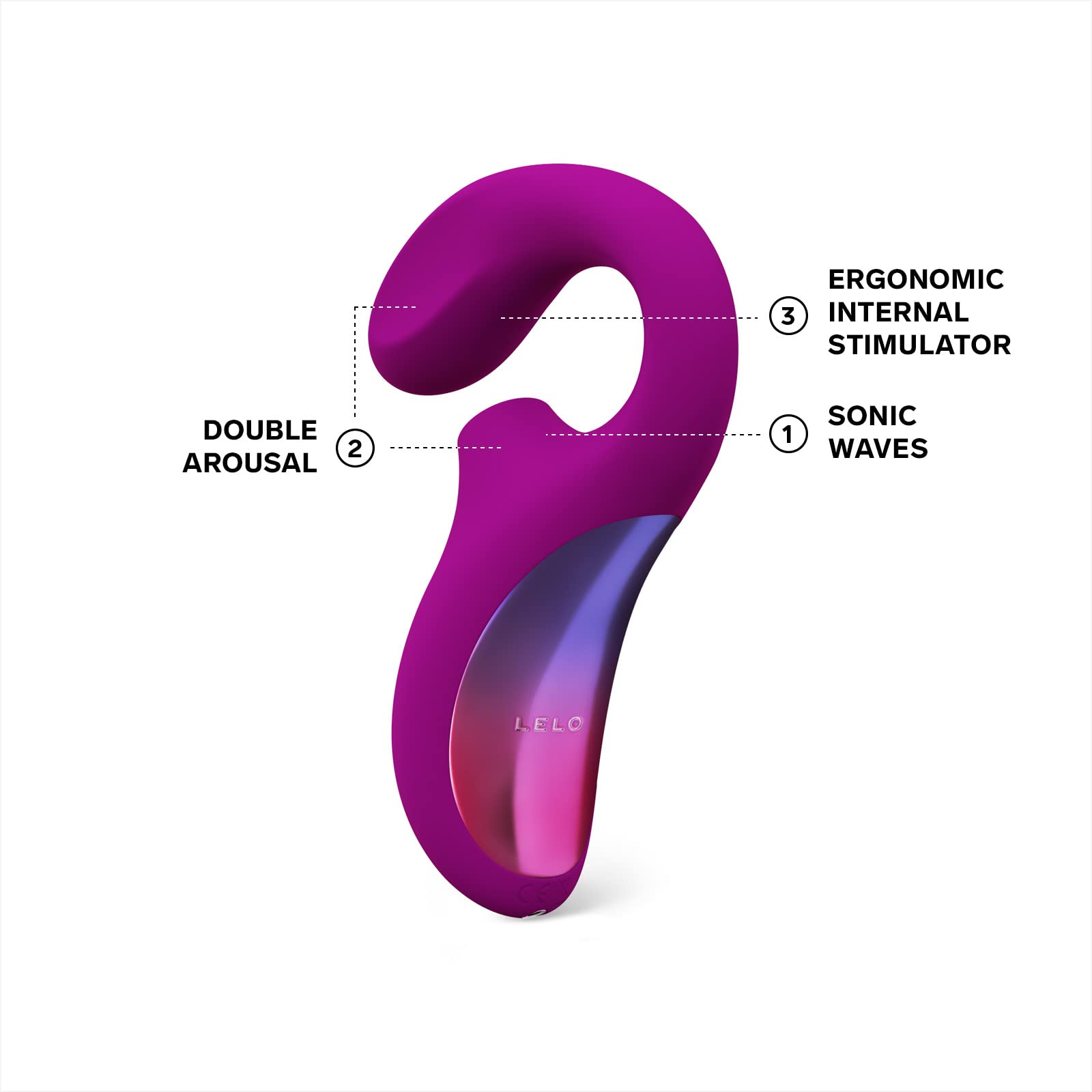 LELO ENIGMA, Masajeador Sónico de Doble Estimulación, Succionador de Clítoris y Vibrador Femenino con 8 Modos de Placer, Deep Rose