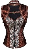 Alivila.Y Fashion Womens Steampunk Steel Boned Corset C208-Coffee-S