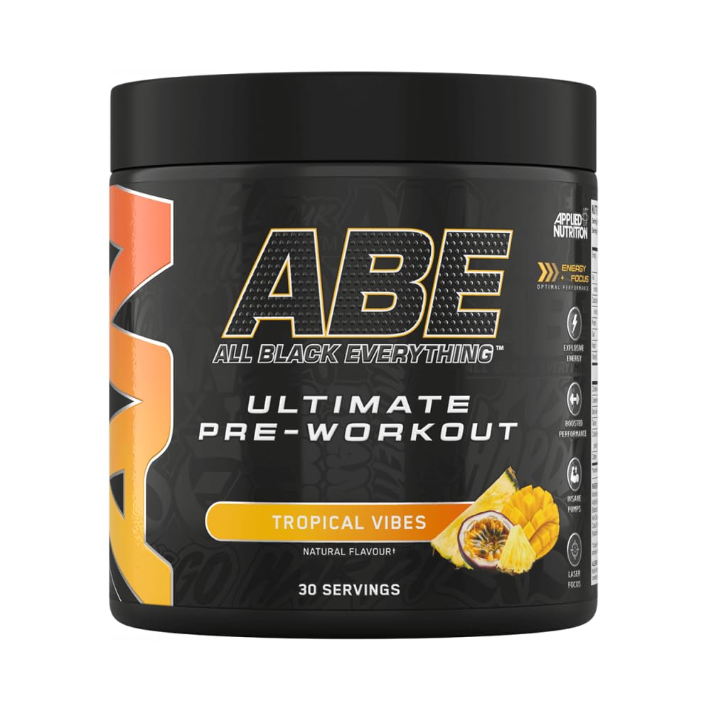 Applied Nutrition ABE Pre Workout, Tropical, 375g, 30 Portions | Caféine, monohydrate de créatine, bêta-alanine (375 g - 30 portions) (tropical)