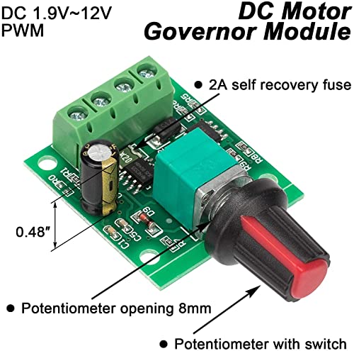 RUNCCI-YUN 2pcs Controller di Velocità PWM Motore DC,potenziometro 12 volt,regolatore di tensione 12v,Regolatore di Tensione Variabile1.8v-12v,Modulo Interruttore Regolabile Velocità