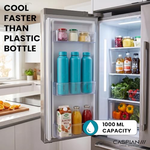 Image of CASPIAN / / / Astra Stainless Steel Water Bottle 1 litre (1000 ml) | Single Wall, Leakproof & BPA-Free | Reusable Metal Bottle for Fridge, Home, Office, Gym, School & Travel, Tropical Teal, Pack of 1