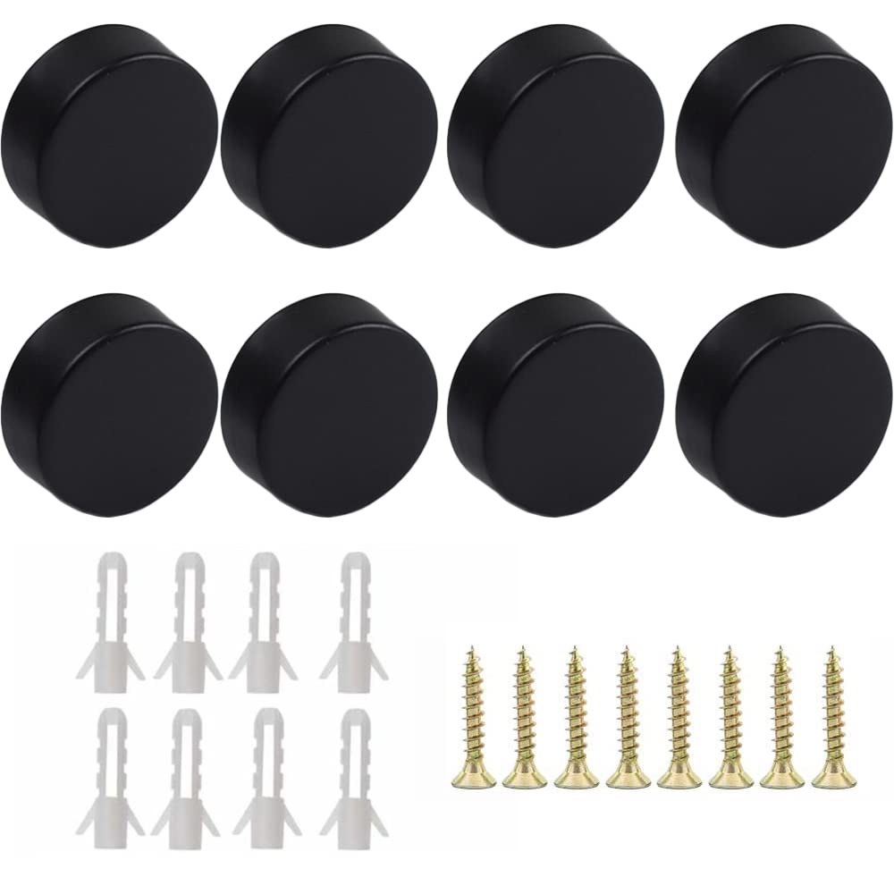 8Pcs Mirror Clip Glass Clamp Zinc Alloy Wall Bracket Clips Set Glass Clip Bathroom Mirror Holder with Plugs and Screws Glass Shelf Clamp Holder for 3-5mm/6-7mm Thickness Glass(K190-Black)