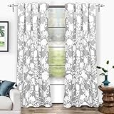DriftAway Floral Delight Botanic Pattern Room Darkening Thermal Insulated Grommet Unlined Window Curtains Set of 2 Panels Each 52 Inch by 84 Inch Gray