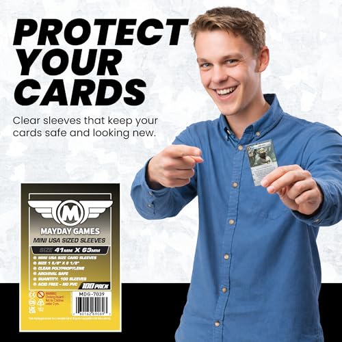Image of MayDay Games Mini USA Card Sleeves 41x63mm - Clear Polypropylene, 40 Micron, 400 Standard Board Game Card Sleeves- MDG-7039