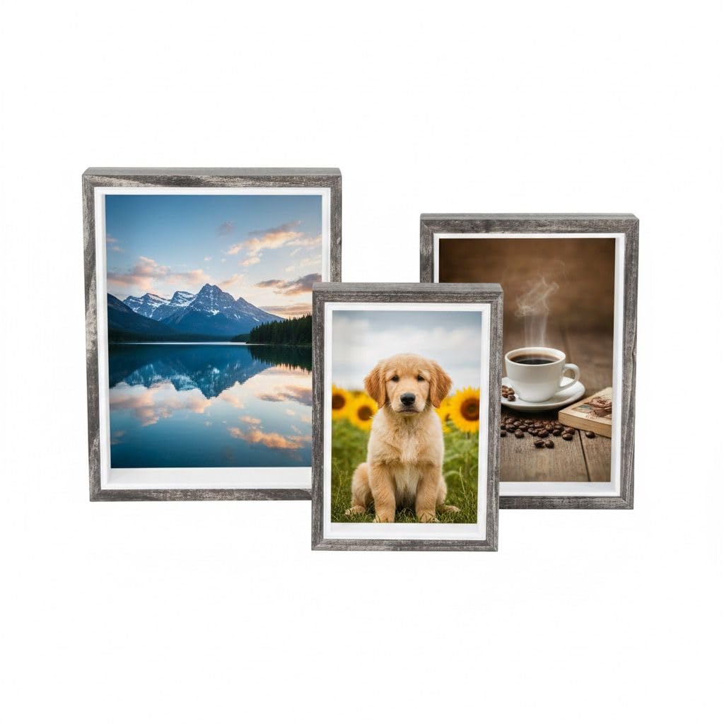Premium Serisi Ahşap Resim Çerçevesi 3' lü Set (10 * 15-13 * 18-15 * 20 cm)