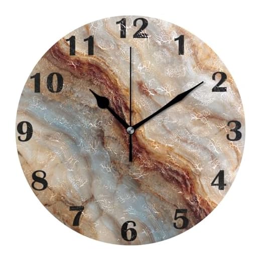 Onyx Marble Texture Wall Clock Stone Marbling Non Ticking Silent Desk Round Clocks Battery Operated