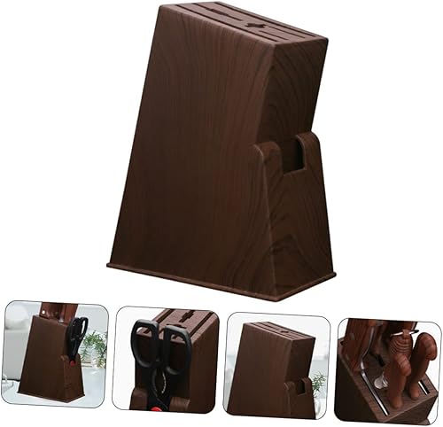 Miniatura 7 de OKUMEYR Soporte para cuchillos de madera, cajón de plástico, estantes de almacenamiento de cubiertos de plástico, bloque de cubiertos de madera,