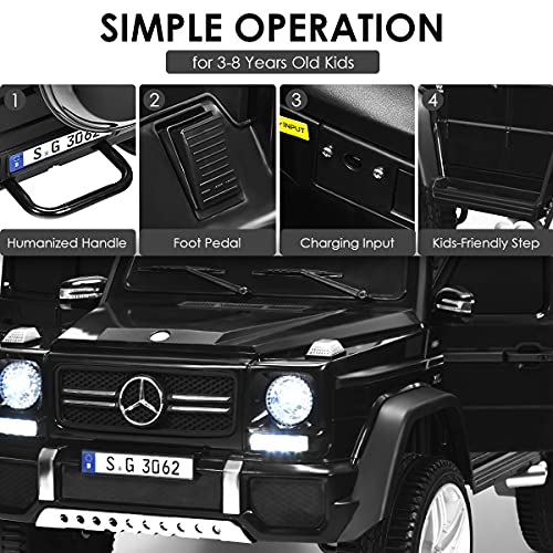 Image of Costzon Ride on Car, Licensed Mercedes-Benz Maybach, 12V Battery Powered Vehicle Toy w / 2 Motors, Remote Control, 3 Speeds, Lights, Horn, Music, Aux, Storage, Truck, Electric Car for Kids (Black)