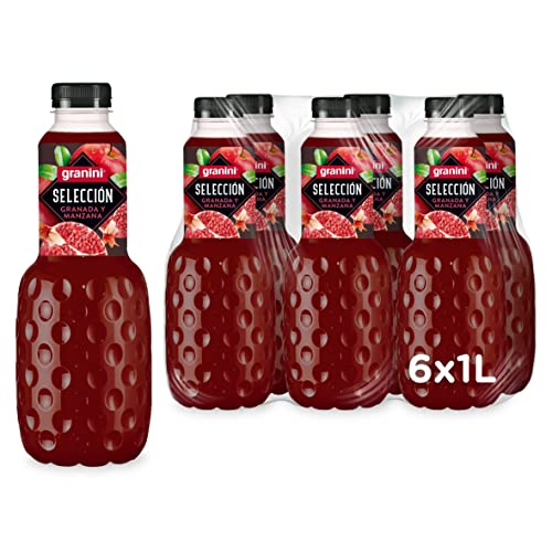 Granini - Bebida de frutas Granada y Manzana a partir de Zumo de frutas con edulcorante Pack 6 x 1L Selección