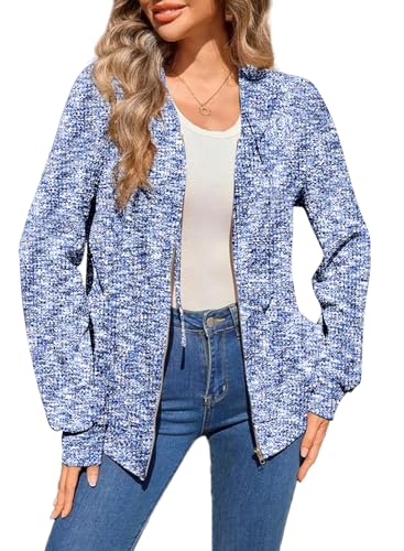 SHEWIN 2025 Fall Hoodies Waffle Knit Zip Up Sweatshirt Comfy Loose Fit Shakcet