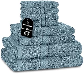 VL® 8-Piece Towels Bale Set For Bathroom, Highly Water Absorbent Premium Quality Large Towel Sets, 100% Egyptian Cotton, 4x Face 2x Hand 2x Bath Towels, Bathroom Accessories Set Duck Egg