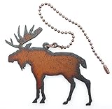 Moose Fan Pull Made From Iron 8 Inch Chain Attached to a 3.5 Inch By 2.5 Inch Moose