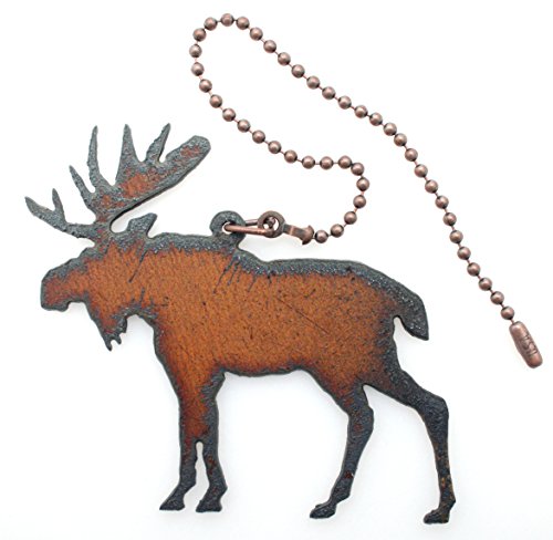 Moose Fan Pull Made from Iron 8 Inch Chain Attached to a 3.5 Inch by 2.5 Inch Moose