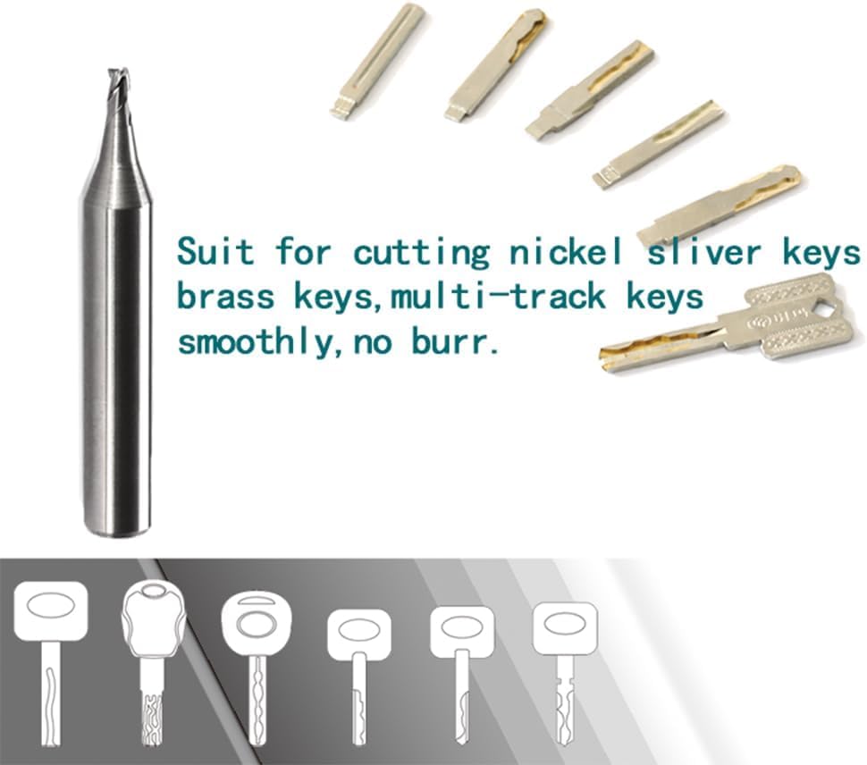 Image of Key Machine Milling Cutter for WENXING Q33 DEFU 368A Vertical Key Machine, 0.9mm Carbide Cutter End Mill For Laser Key Machines with Speeds Over 5000 rpm Spiral Cutting Edge Design, 0.9mm(2pcs)