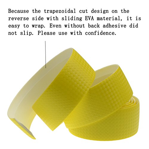 KINGOU Yellow Carbon Fiber PU Leather Road Bike Handlebar Tape Bar Tapes - 2PCS Per Set