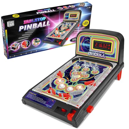 abeec Juego de pinball de sobremesa con luces LED y efectos de sonido – Máquina de pinball interactiva para niños y adultos, a partir de 5 años – Juego de arcade portátil y divertido