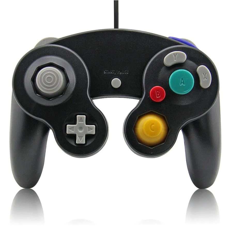 MANDO COMPATIBLE PARA NINTENDO GAME CUBE CABLE CONTROLADOR CONSOLA NGC NEGRO