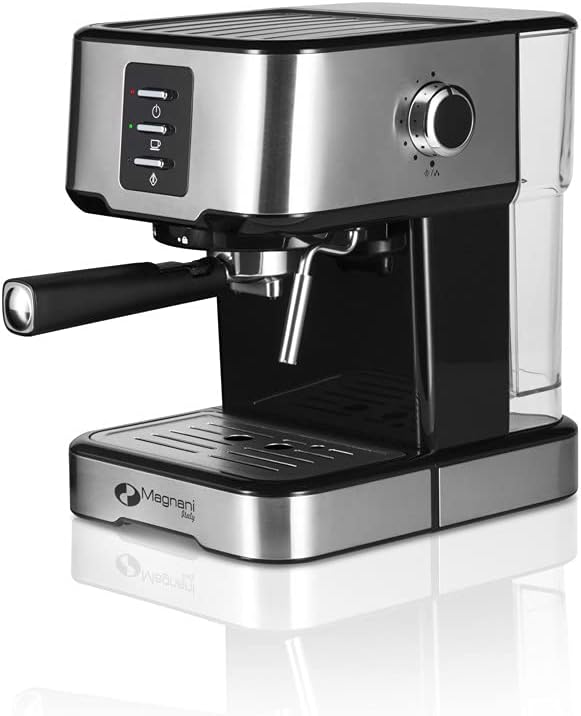 MAGNANI Macchina da Caffè Manuale, Macchina Caffè Cappuccino e Espresso, Macchina Caffe in Acciaio Inox, Macchina del Caffè in Polvere 1 o 2 Tazze, 29x31x27cm