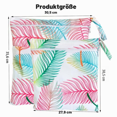 TRASUN Wetbag Kindergarten Nasstasche Windel Taschen Schwimmsachen Nassbeutel Nasse und Trocken Wickeltasche 2er Wasserdicht Waschbar… – Ansicht 2