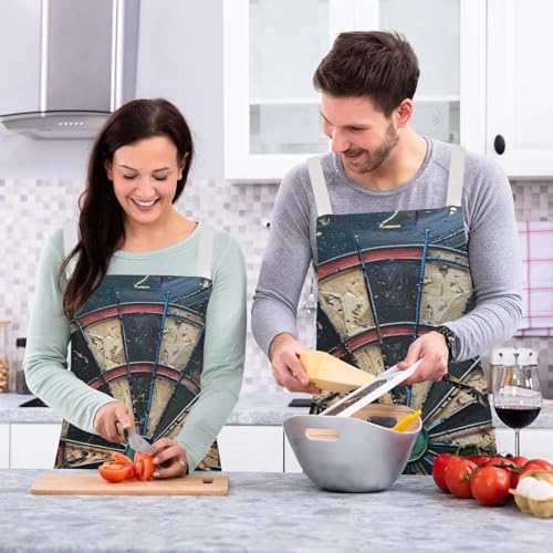 Lot de 2 tabliers de cuisine motif cible de fléchettes multicolore avec 4 broches - 6