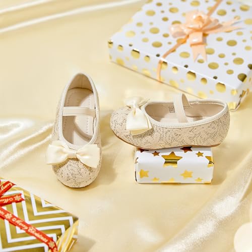 Toddler Flower Girl Dress Shoes - Little Girl Ballet Flats Bow Wedding Party2