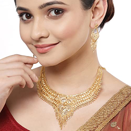 Traditional High Plated Choker Necklace Set