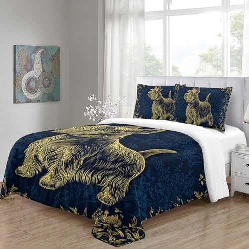 Housse de couette Scottish Terrier coton lit Super King size 260x220 - 5