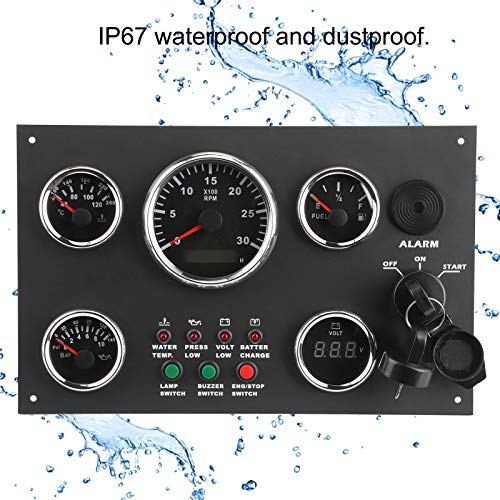 Multimeterpaneel, Dashboardinstrument Voor Boten, Motortoerental, Oliedruk, Watertemperatuur, Spanningsweergave Met Rode Achtergrondverlichting Voor Campers/boten. 12V/24V - Image 4