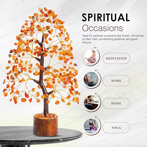 Image of Crocon Carnelian Crystals Tree, Birthday Gifts for Women, House Warming | New Home Decor, Healing Crystals Spiritual Present, Birthday Gift for Mom, Orange Decor, Gemstones Money Tree Positivity