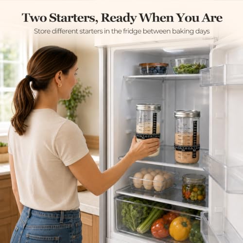 Image of ComSaf Sourdough Starter Jars, 2 Pack Wide Mouth Glass Jars 34oz (1L) | BPA-Free Materials, Quart Size Glass Jars, Stainless Steel Lid, Gifts For Sourdough Bread Bakers And Enthusiasts