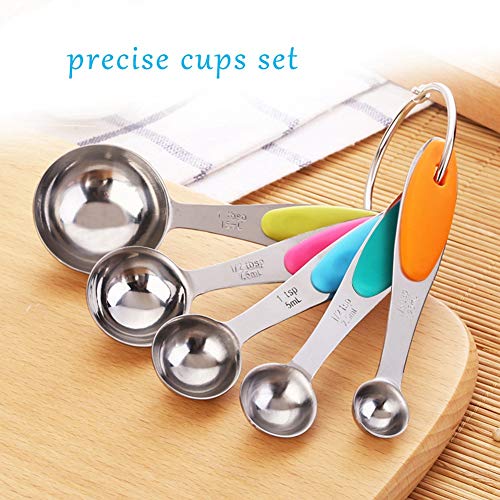 Tazas y cucharas medidoras EMUKOEP de acero inoxidable para evitar recetas fallidas 6