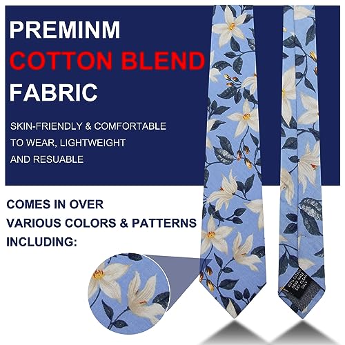 Image of Mantieqingway Floral Ties for Men Skinny Cotton Tie Flower Necktie
