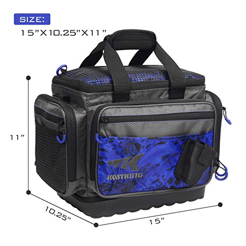 Kastking Fishing Tackle Bags, Saltwater Resistant Fishing Bags, Fishing Gear Bag, Medium-Hoss,(Without Trays, 15X11X10.25 Inches), Blue Patriot #TOP3